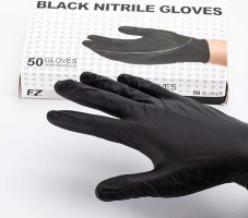 Перчатки нитриловые EZ черные S, 25 пар