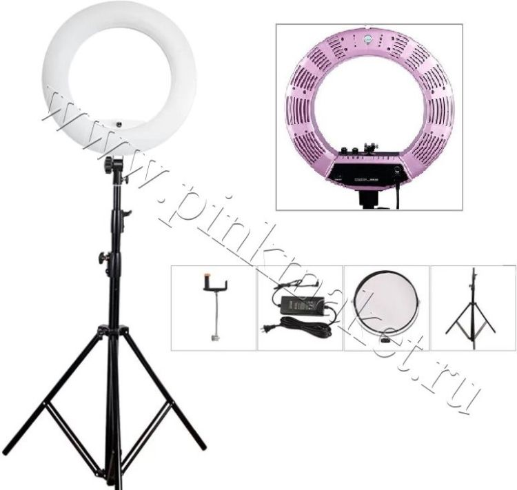 Лампа Кольцевая Светодиодная QH-480C (розовая) 