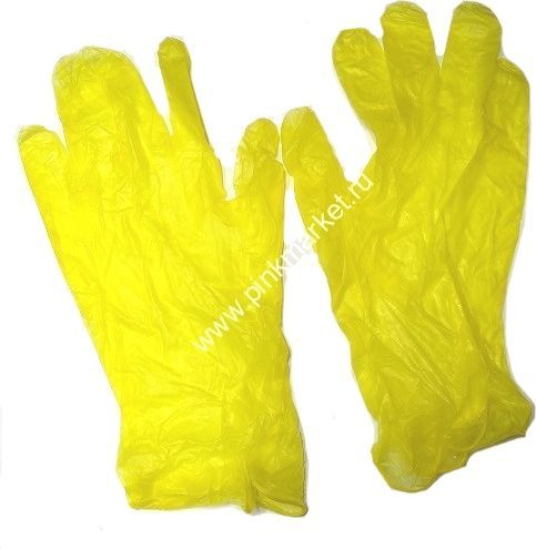 Перчатки виниловые S, 1 пара Желтые