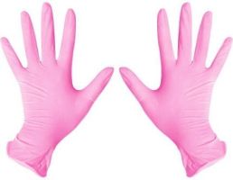 Перчатки нитриловые розовые Alliance по 50пар/уп XS