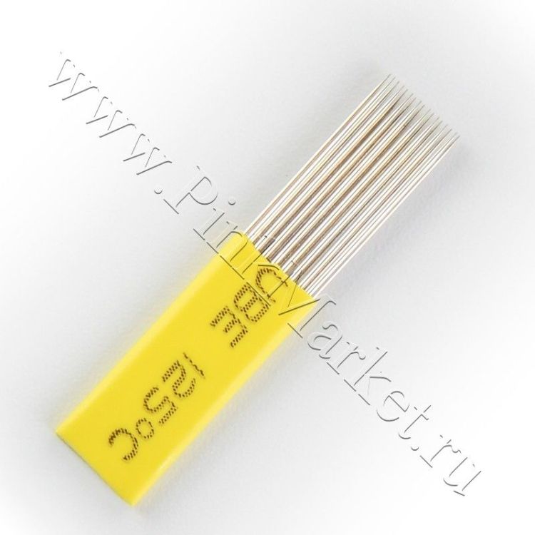 Flat 17 M1 иглы 5 шт. для мягкой 3D тушевки в микроблейдинге 0.25мм желтая 