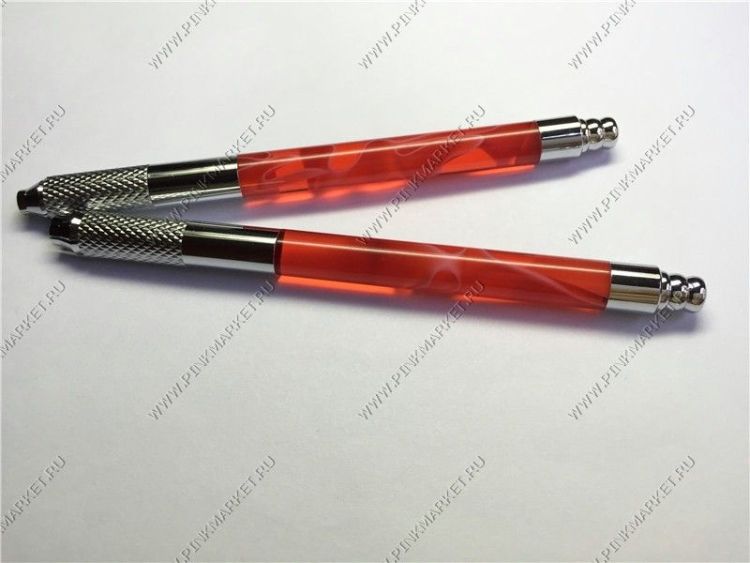 Ручка для мануального татуажа стеклянная (красная)