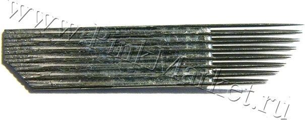 15 pins в два ряда 0.35мм  игла 5шт. для микроблейдинга Серебро Steel sheath скошенная 